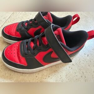 Nike Kids Court Borough Recraft Low Sneaker in Red and Black 12C